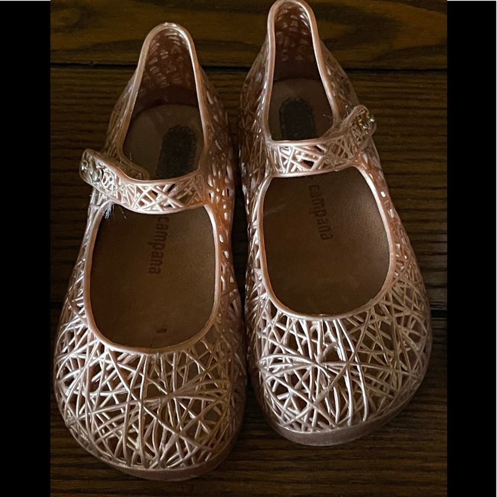 Rose Gold mini Melissa shoes.size 8
